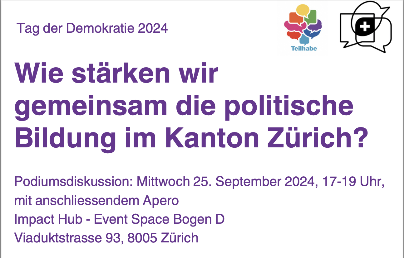 Podiumsdiskussion «Wie stärken wir gemeinsam die politische Bildung im Kanton Zürich?»